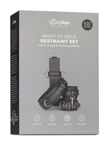 BDSM набір EasyToys Neck and Wrist Restraint (чорний)