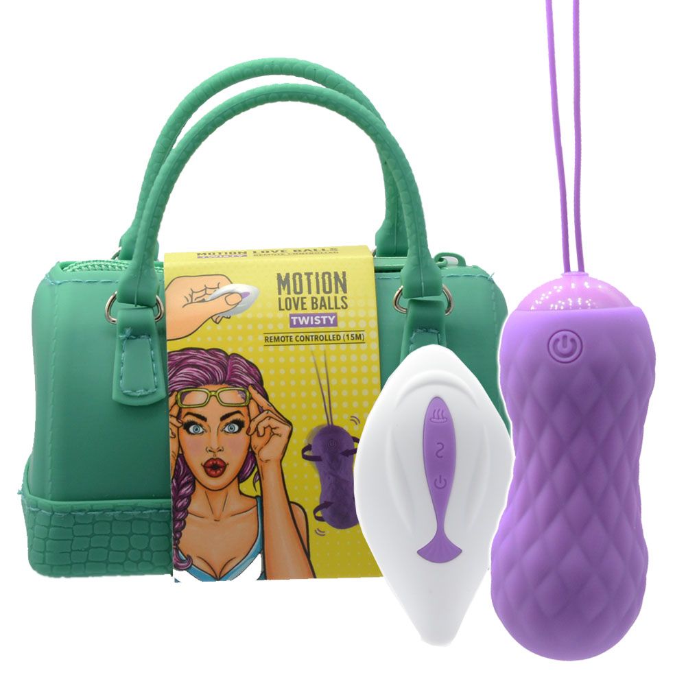 Вагинальные шарики с вибрацией FeelzToys Motion Love Balls Twisty, 8 см (фиолетовый)