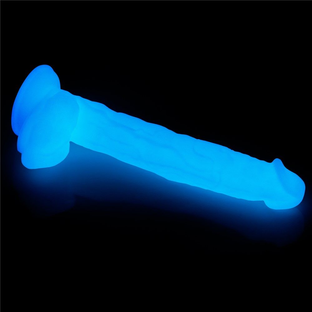 Неоновый фаллоимитатор LoveToy Lumino Play, 26,9 см (голубой)
