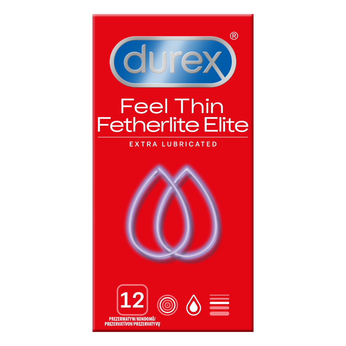Durex Feel Thin Fetherlite Elite - Prezerwatywy, Przezroczysty, 19.5 cm