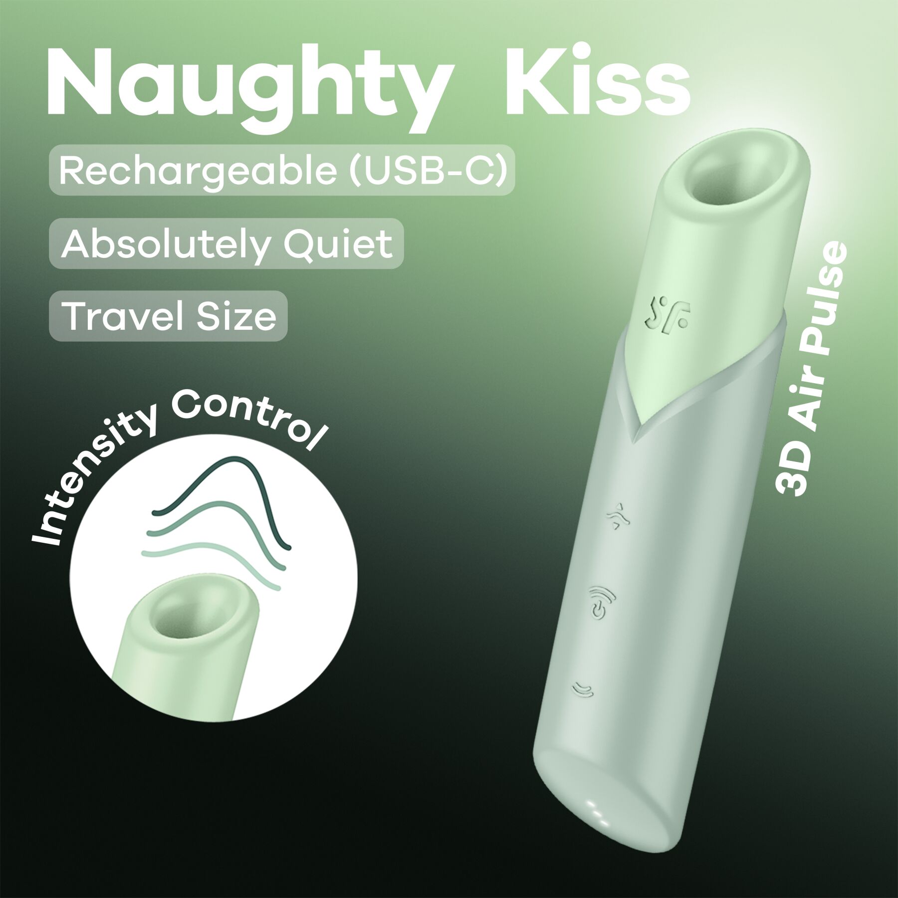 Вакуумный стимулятор клитора Satisfyer Naughty Kiss (мятный)