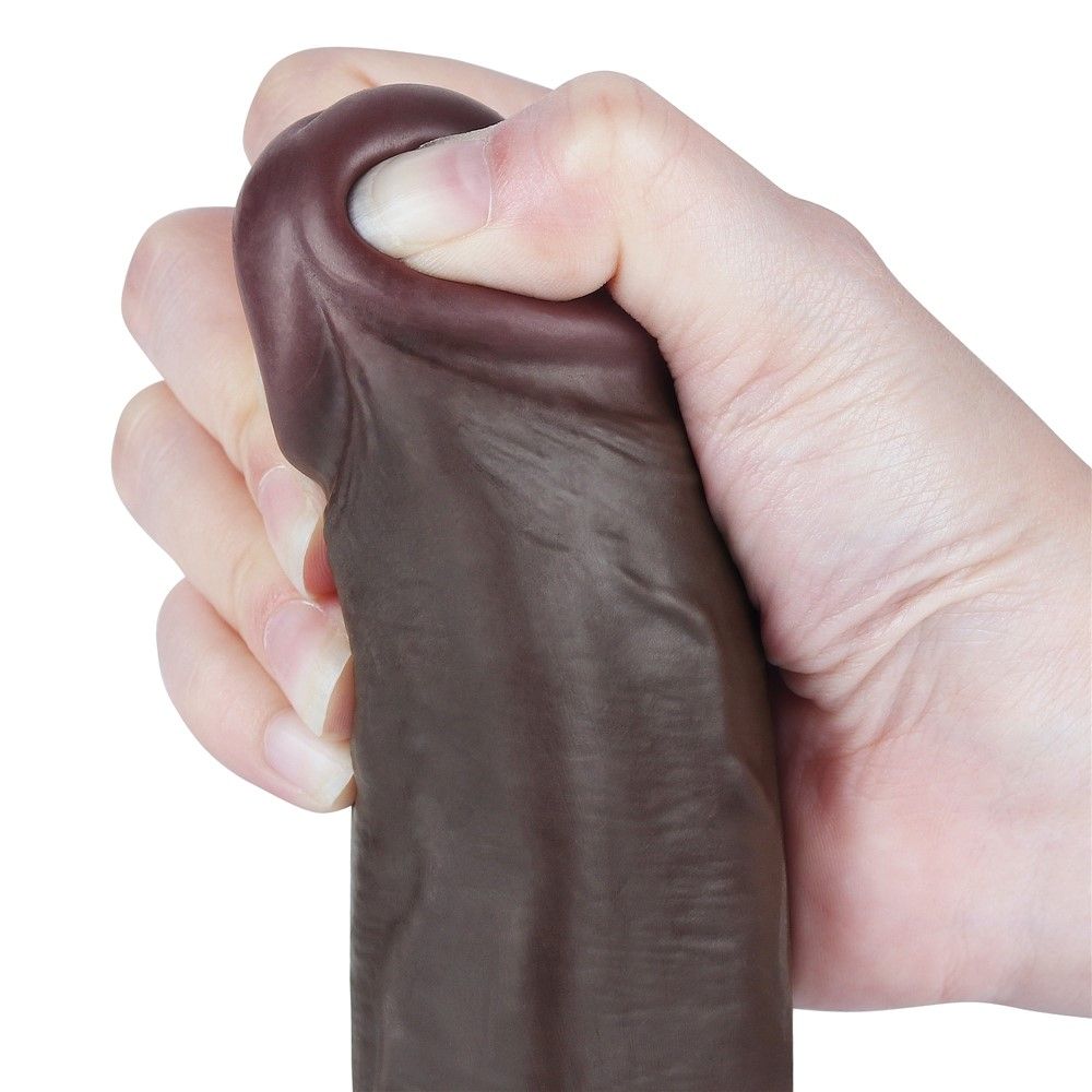Lovetoy Sliding Skin Dual Layer Dong - Dildo, Czarny, 21.5 cm