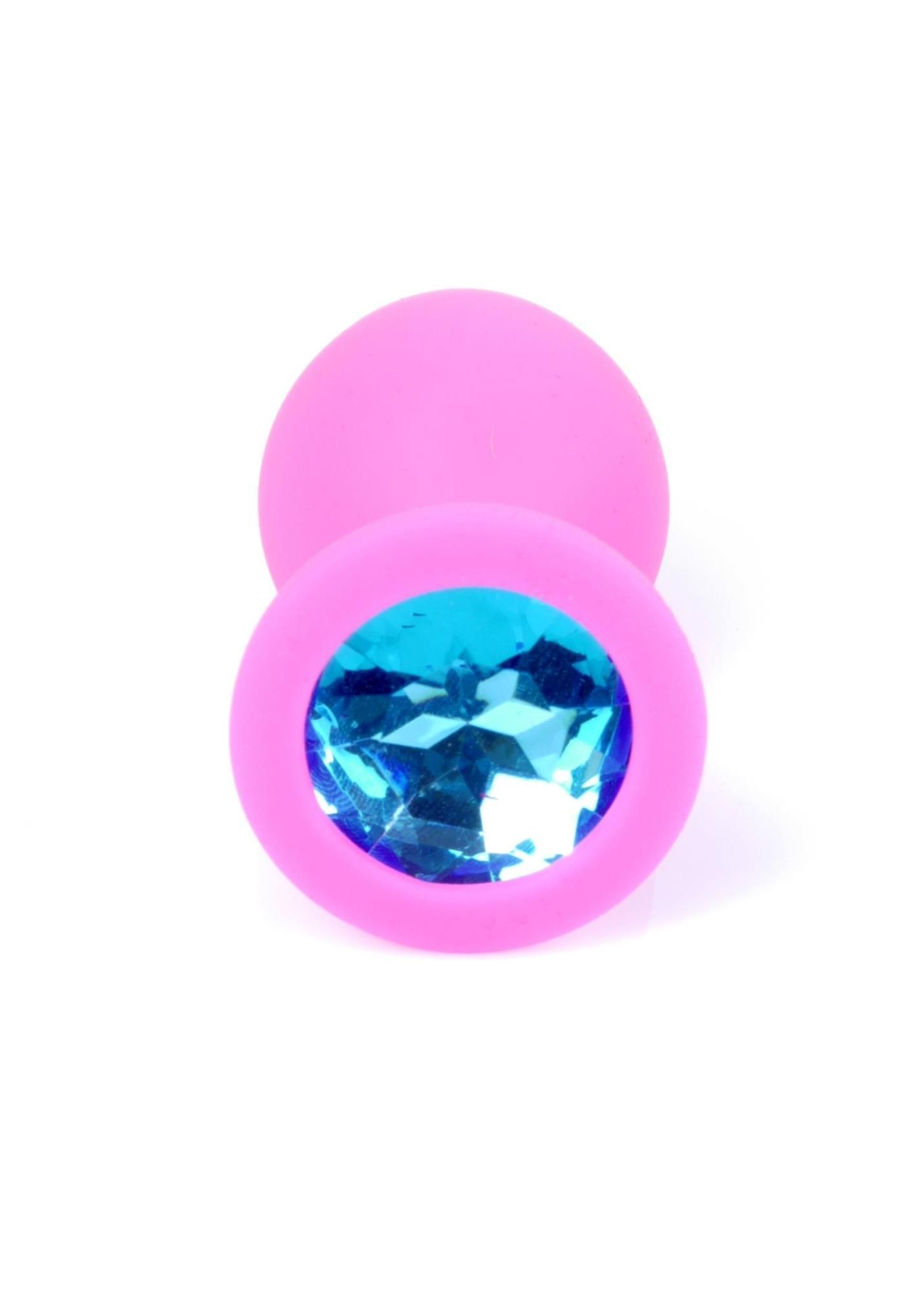 Силіконова анальна пробка з кристалом Boss Silikon Jewellery, 8 см (блакитний)