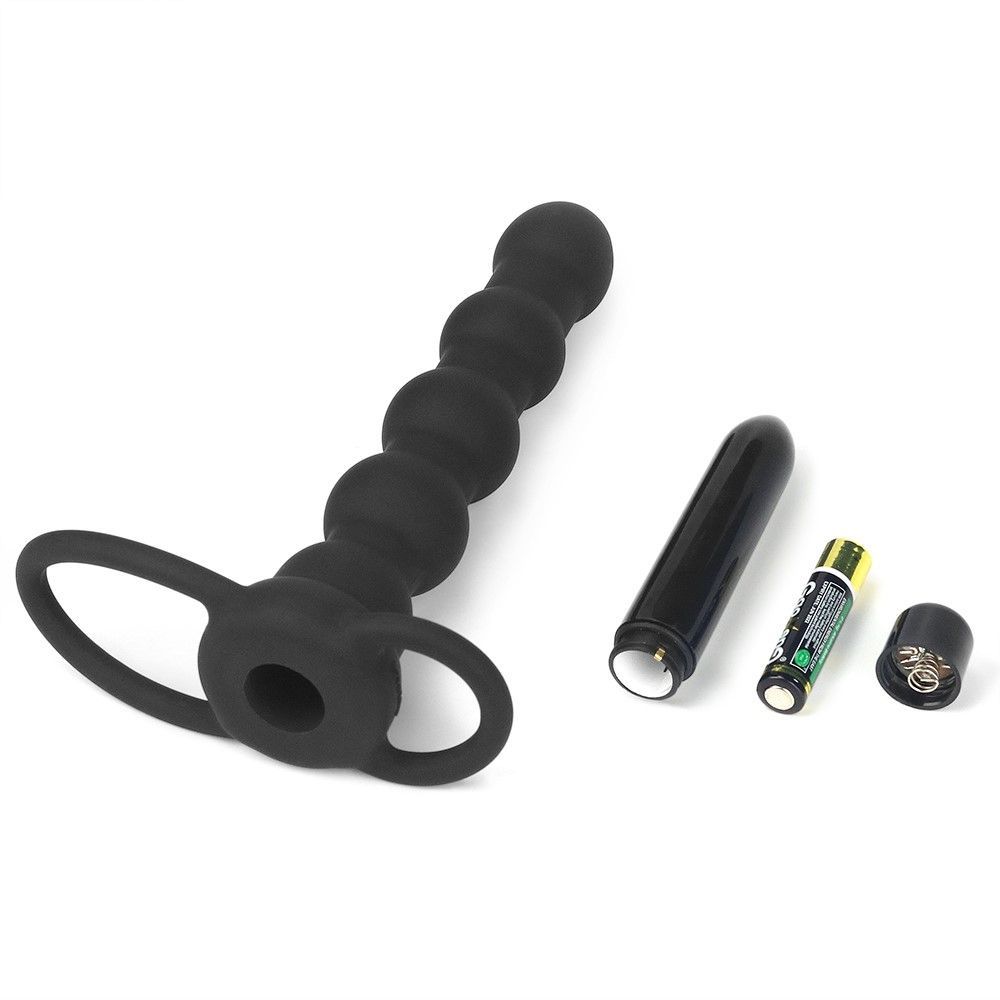 Lovetoy Vibrating Rock Balled Double Prober - Pierścień wibracyjny, Czarny, 13 cm