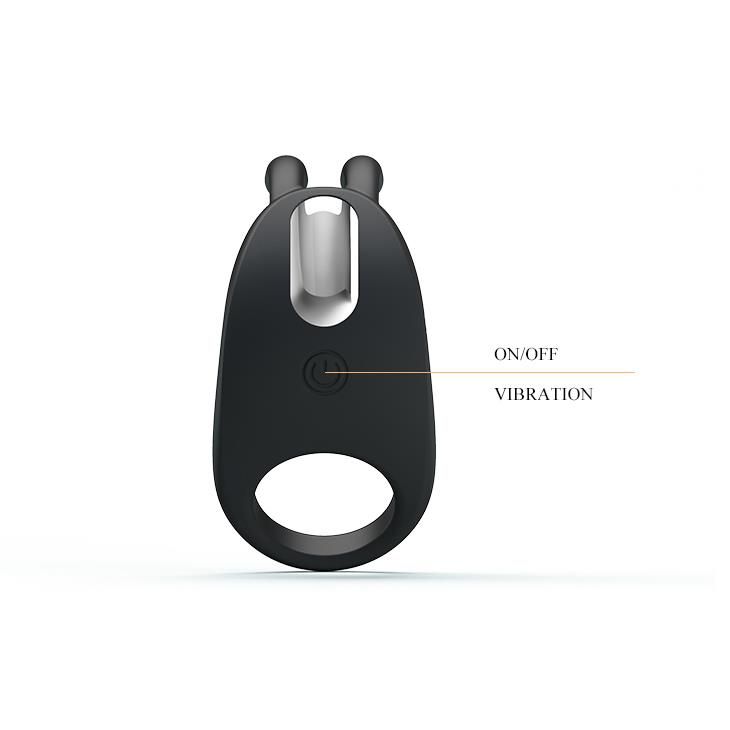 Эрекционное кольцо Pretty Love Rabbit Vibrator, 7,5 см (черный)
