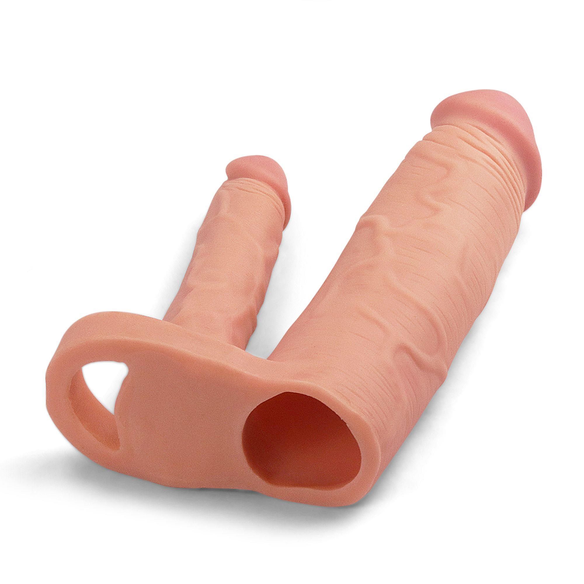 Насадка на пеніс Pleasure X-Tender Double Flesh Add 2, 20 см (тілесний)