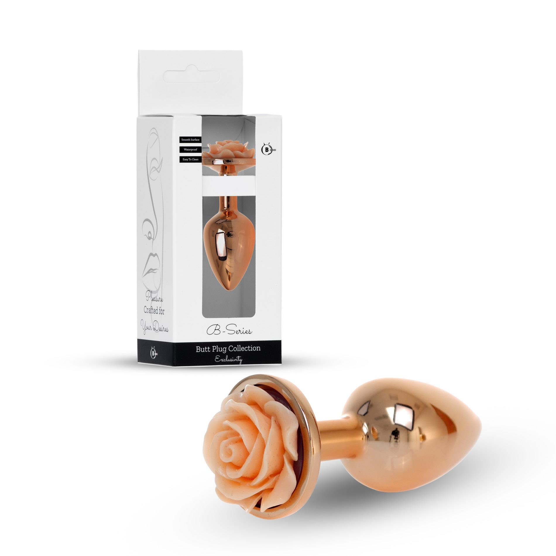 Анальна пробка B - Series HeavyFun Plug-Jewellery Red Gold, 7 см (персиковий)