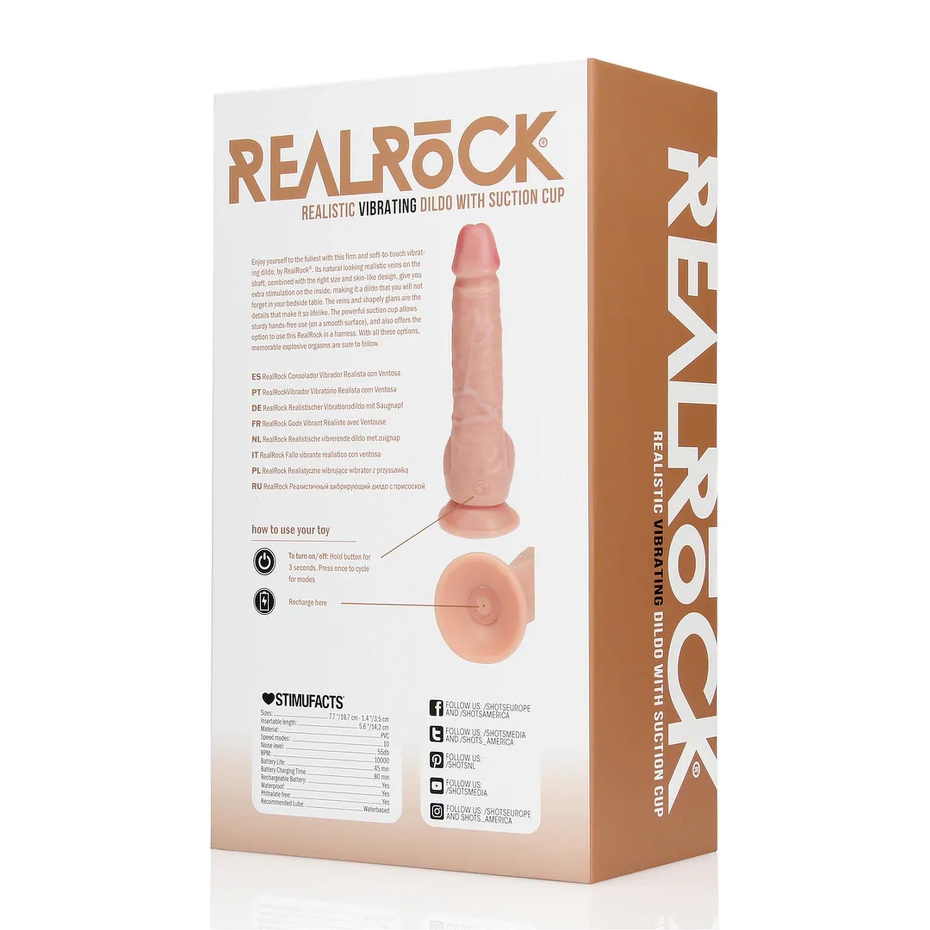 Вибратор RealRock Regular Straight Cock with Balls 7", 18 см (телесный)
