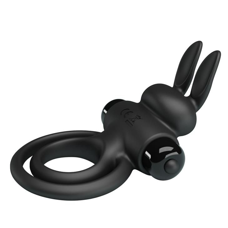 Виброкольцо Pretty Love Vibro Penis Ring Bunny III, 9,7 см (черный)