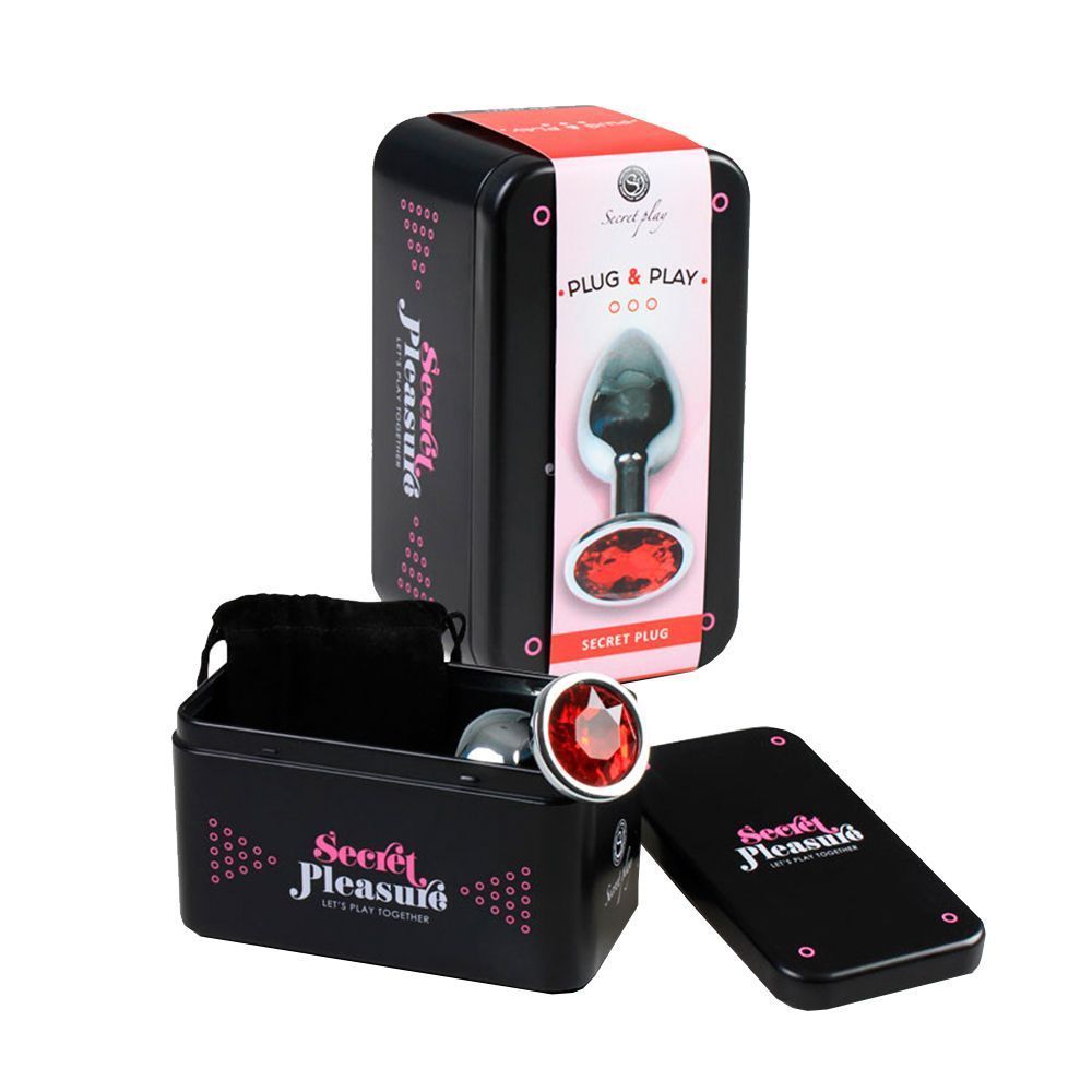 Secret Play Metal Butt Plug Red - Korek analny, Czerwony, 8.5 cm, M