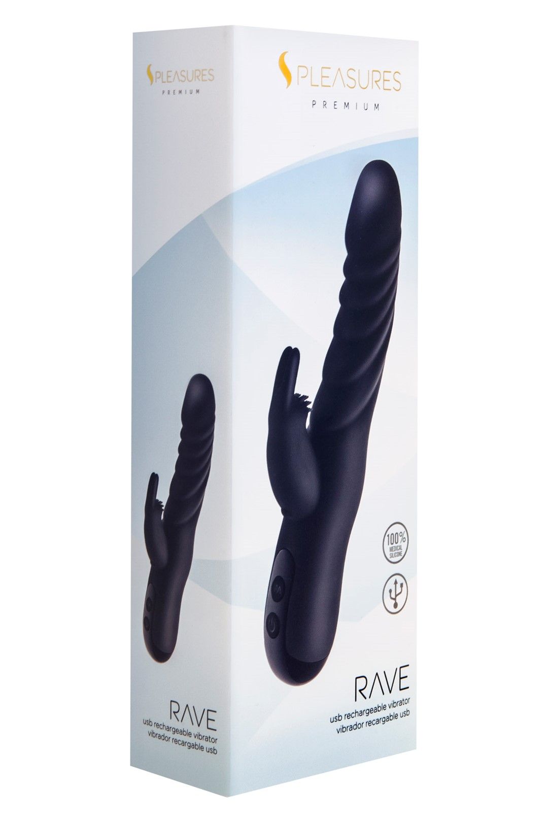Вибратор-кролик Pleasures Premium Rave, 22,1 см (черный)