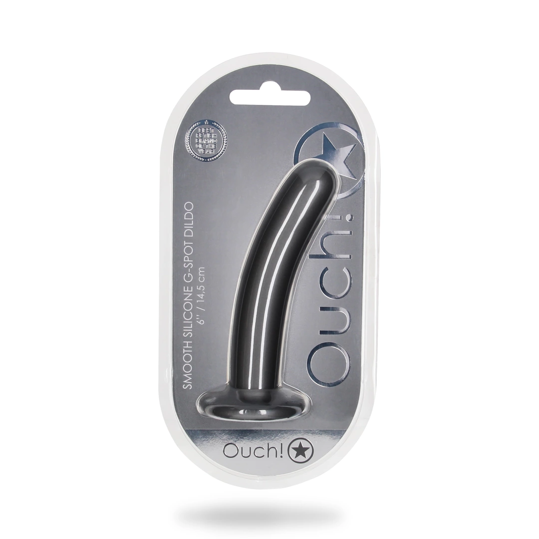 Фаллоимитатор Ouch! Smooth G-Spot Dildo 6'', 15 см (серый)