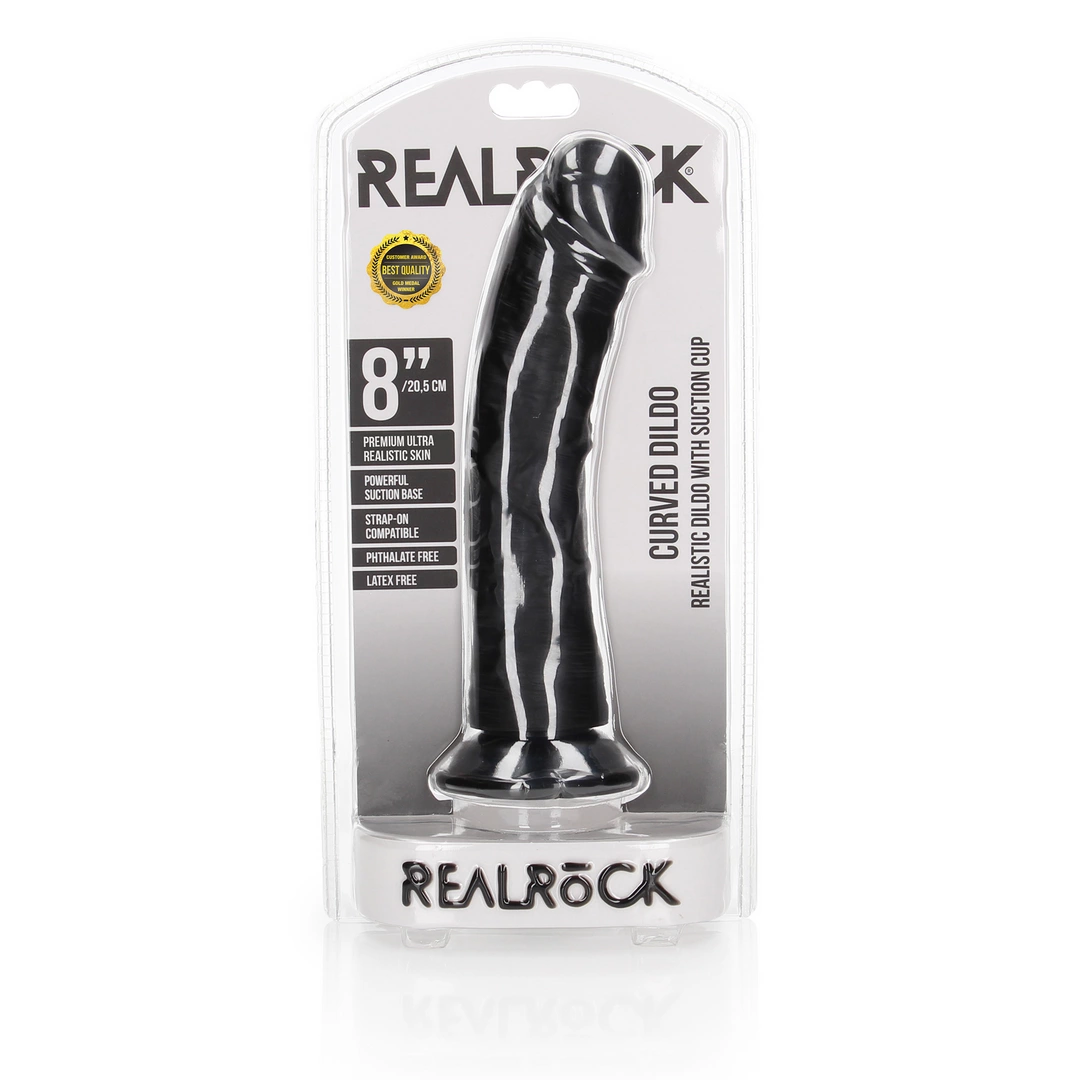 Фаллоимитатор RealRock Curved Realistic 8", 20.5 см (черный)