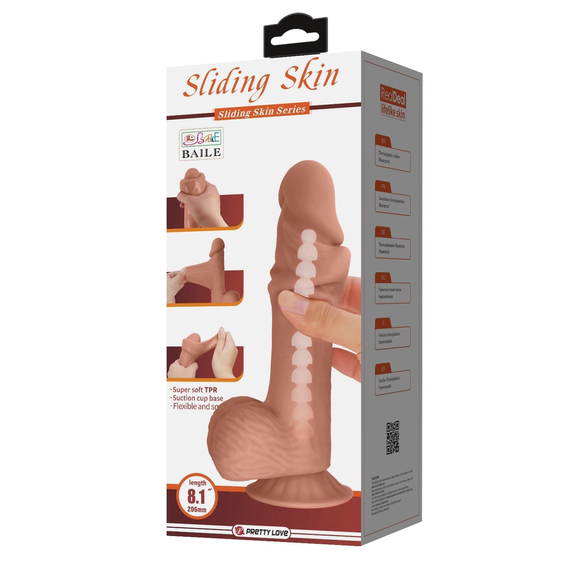 Фаллоимитатор Baile Sliding Skin Bendable 8.1'', 20.6 см (коричневый)