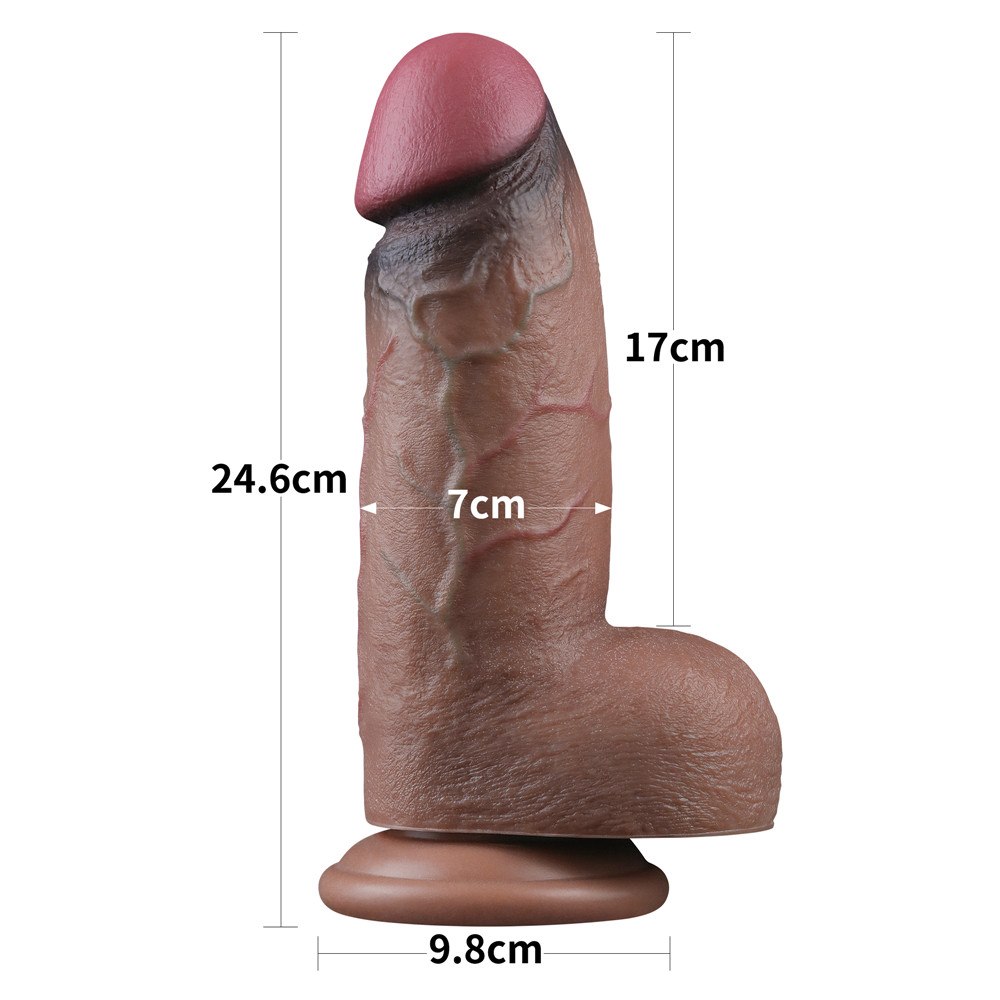 Фаллоимитатор Dual-Layered Silicone Nature Cock 9.5'', 24.6 см (коричневый)