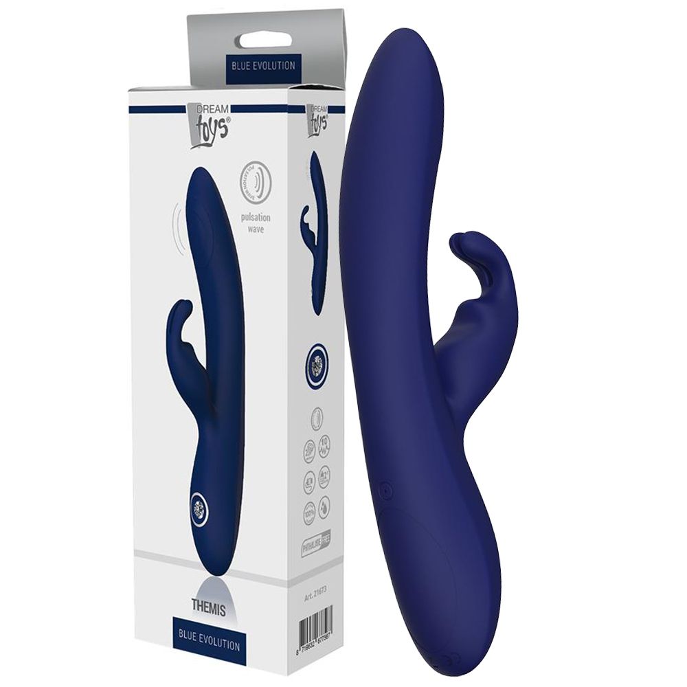 Вибратор-кролик Dream Toys Blue Evolution Themis, 22 см (синий)