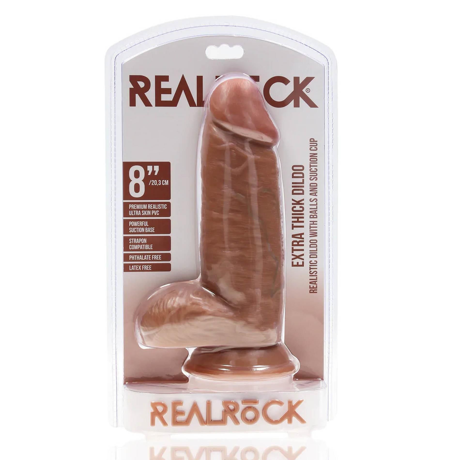 Фаллоимитатор RealRock Extra Thick, 20.3 см (коричневый)