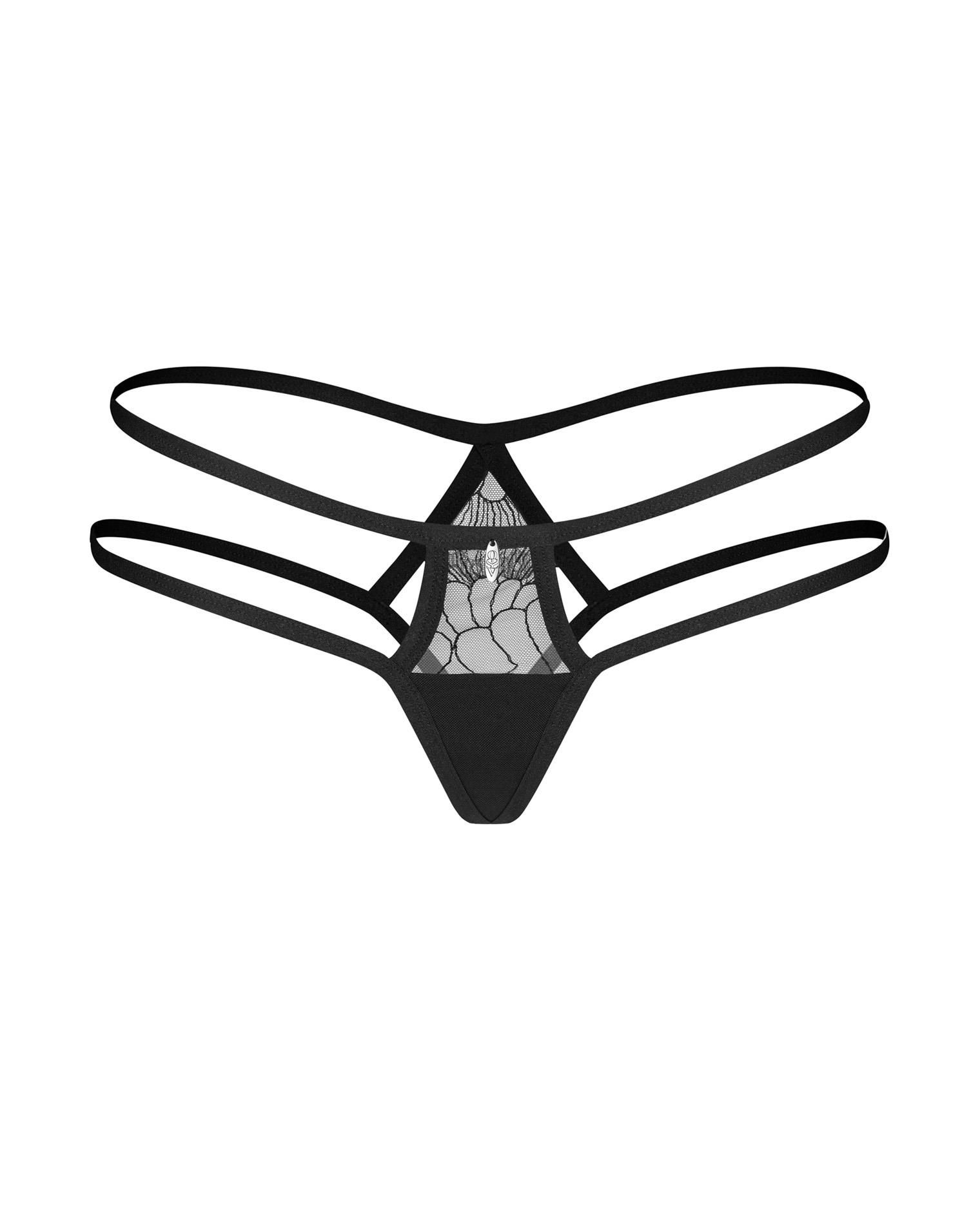 Сексуальные стринги Obsessive Arrowel, S/M (черный)
