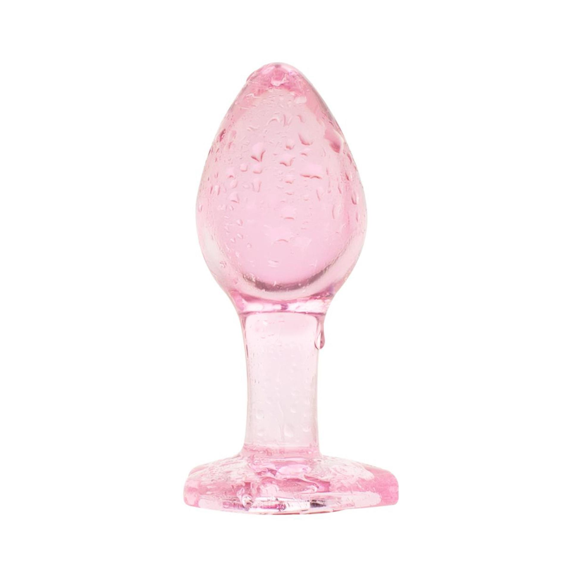 Korek analny EasyToys Anal Plug Glass M, 8,3 cm (różowy)