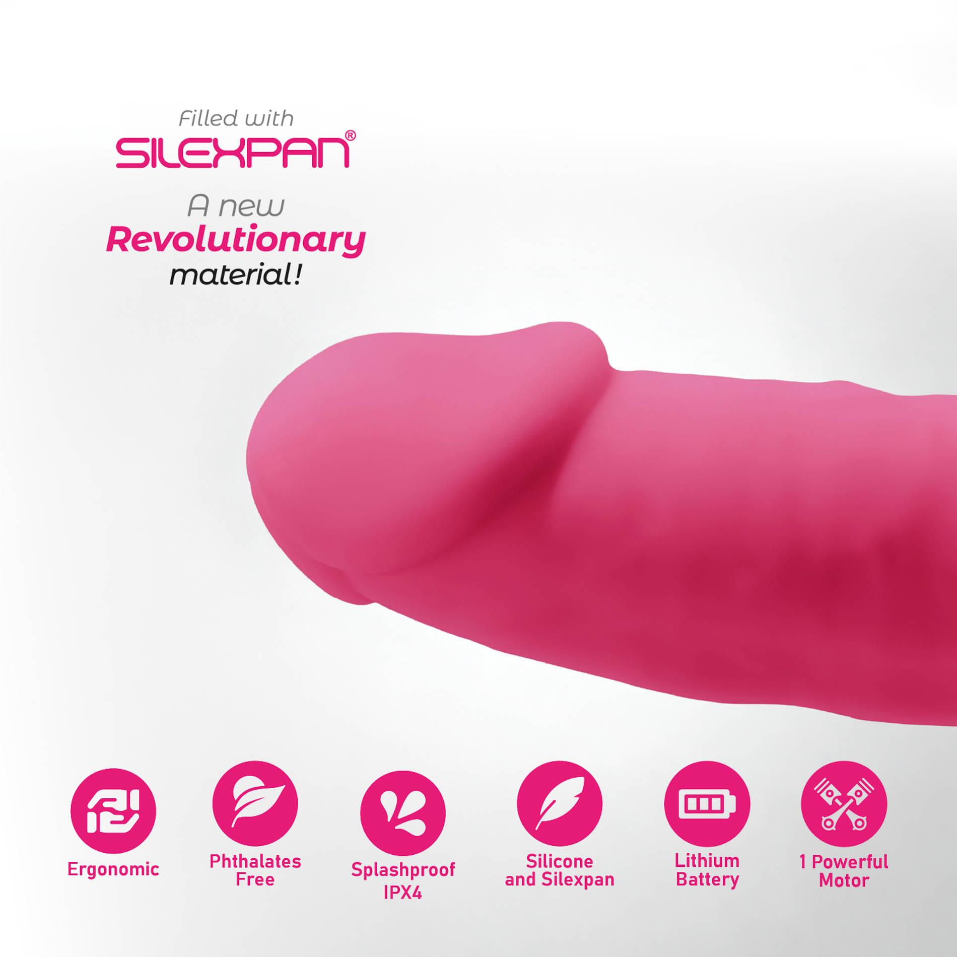 Silexd Model 2 7" Pink Motor + Lrs - Wibrator, Różowy, 17.5 cm