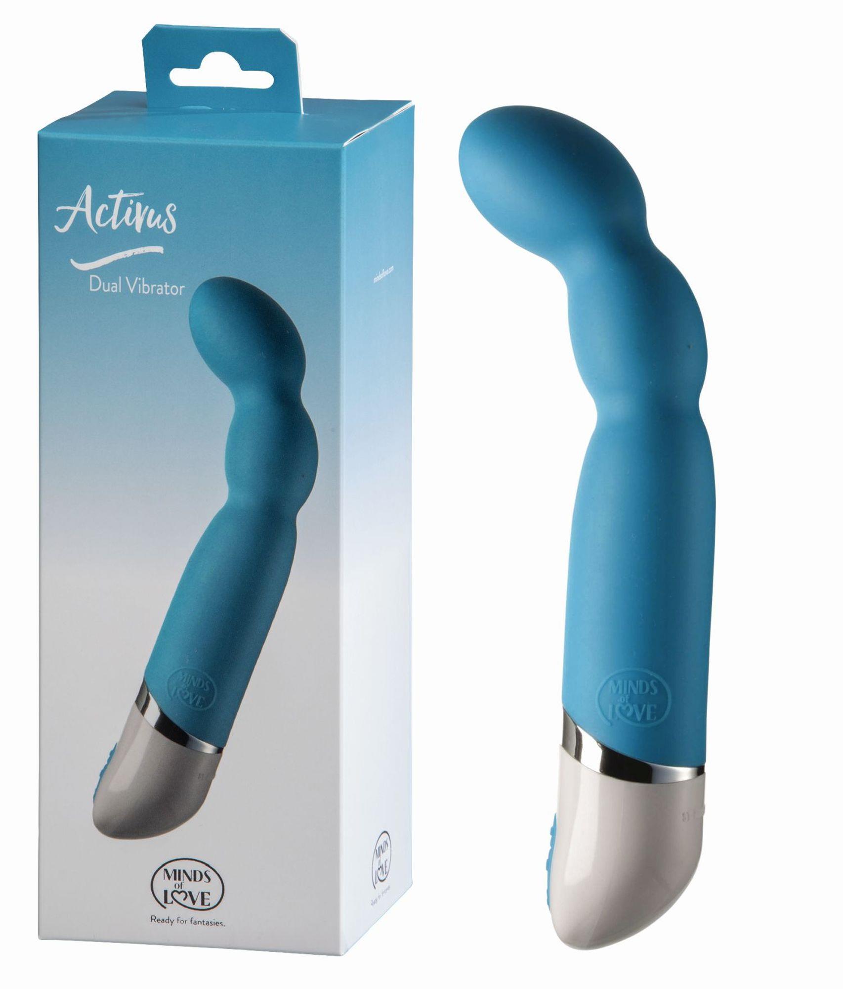 Вибратор Minds of Love Activus Dual, 17 см (синий)