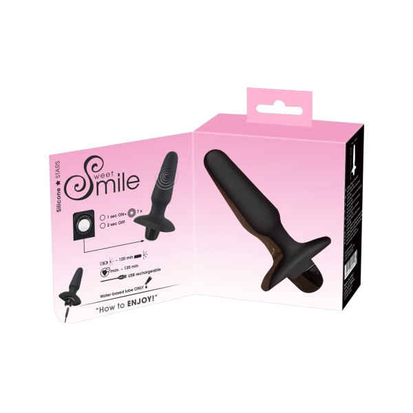 Korek analny Sweet Smile Rechargeable Butt Plug, 14 cm (czarny)