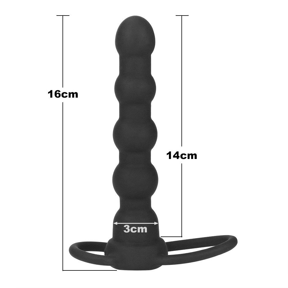 Lovetoy Vibrating Rock Balled Double Prober - Pierścień wibracyjny, Czarny, 13 cm