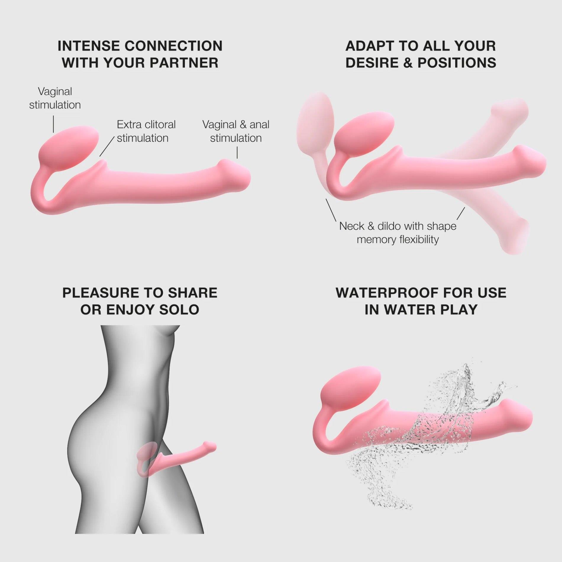 Страпон Dorcel Semi-Realistic Bendable Strap-On, M (рожевий)
