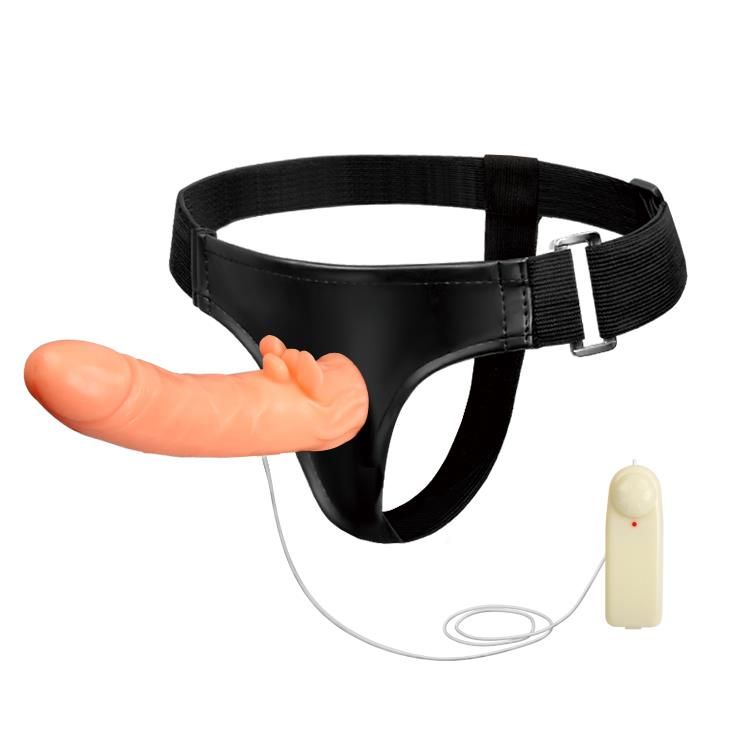 Страпон з вібрацією Baile Ultra Passionate Harness, 20 см (тілесний)