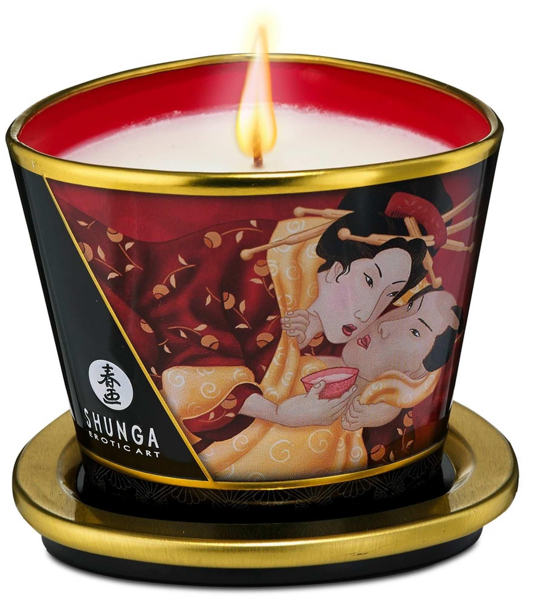 Świeca do masażu Shunga Massage Candle truskawki, 170 ml