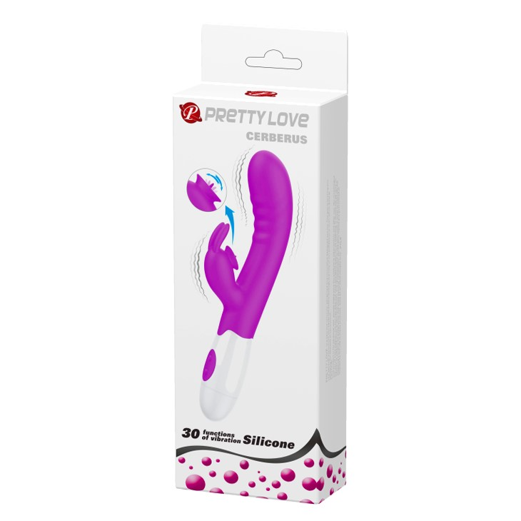 Вибратор-кролик Pretty Love Cerberus Licking Vibrator, 20,6 см (фиолетовый)