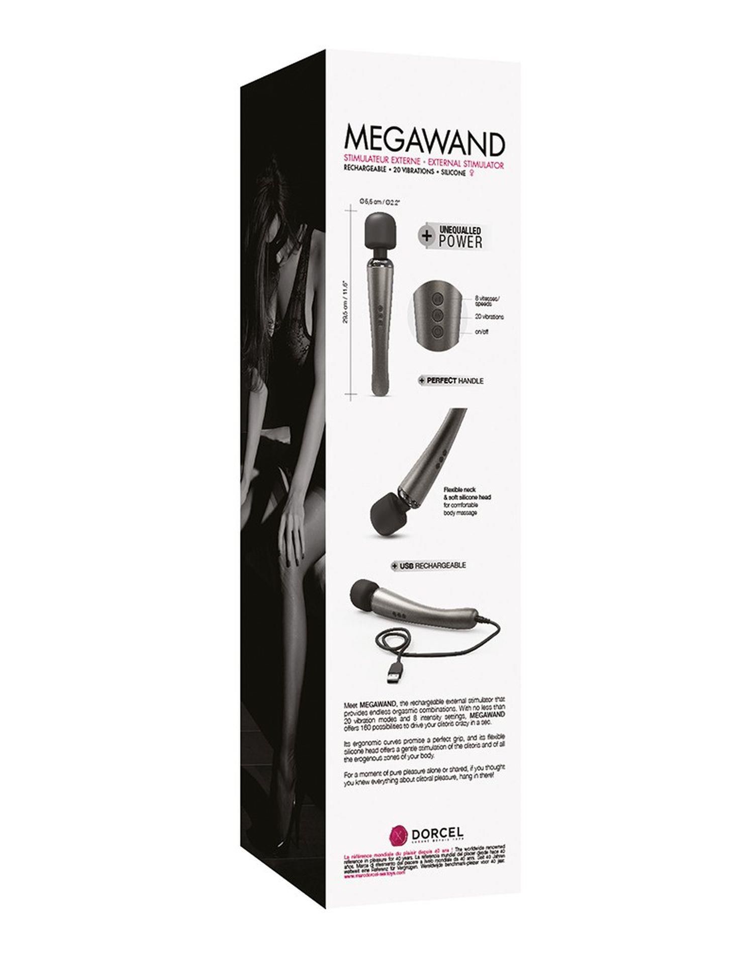 Классический вибратор Dorcel Megawand, 29,5 см (серый)