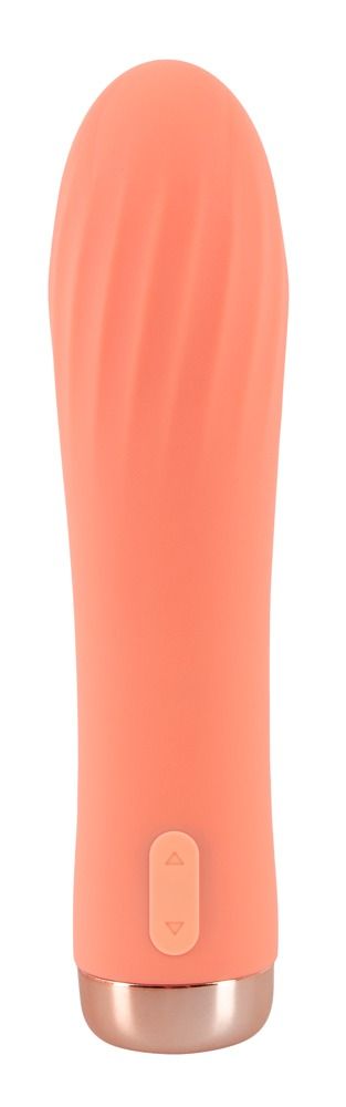 Вибратор Peachy Mini Ribbed, 13,6 см (оранжевый)