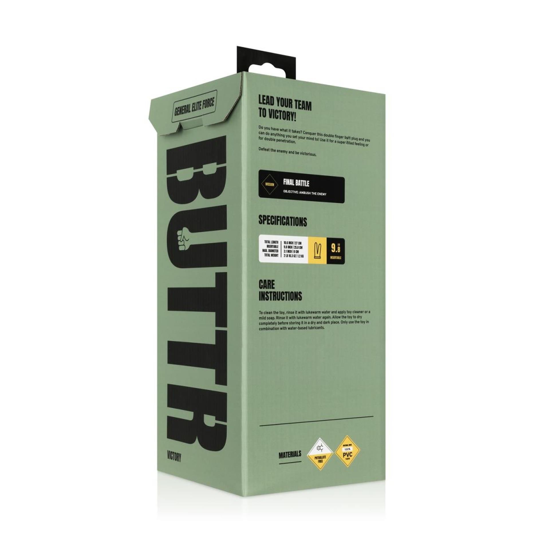 Двойной фаллоимитатор Buttr General Elite Force Victory, 27 см (черный)