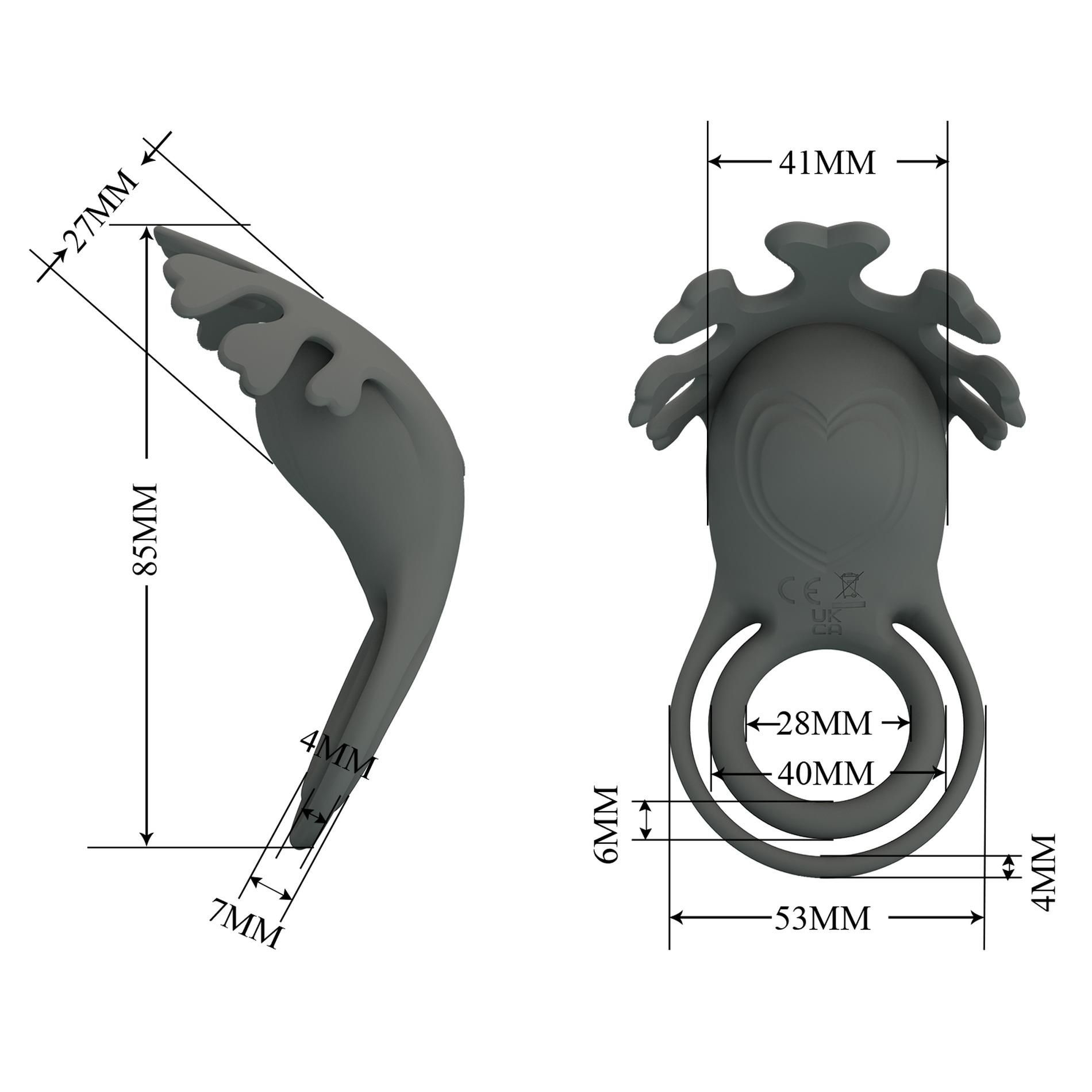 Эрекционное кольцо Pretty Love Vibrant Penis Ring Ruben, 8.5 см (серый)