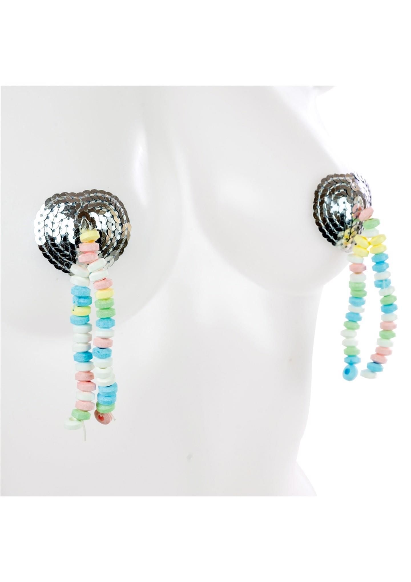 Наклейки на соски з цукерками Candy Nipples Tassels (мульти)