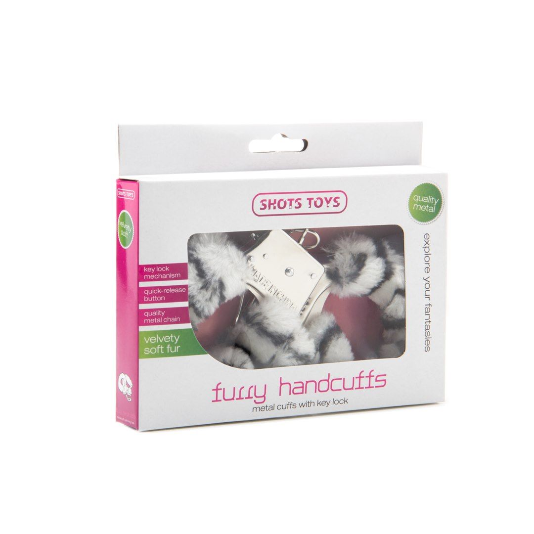 Kajdanki ShotsToys Handcuffs Furry (biały z czarnym)