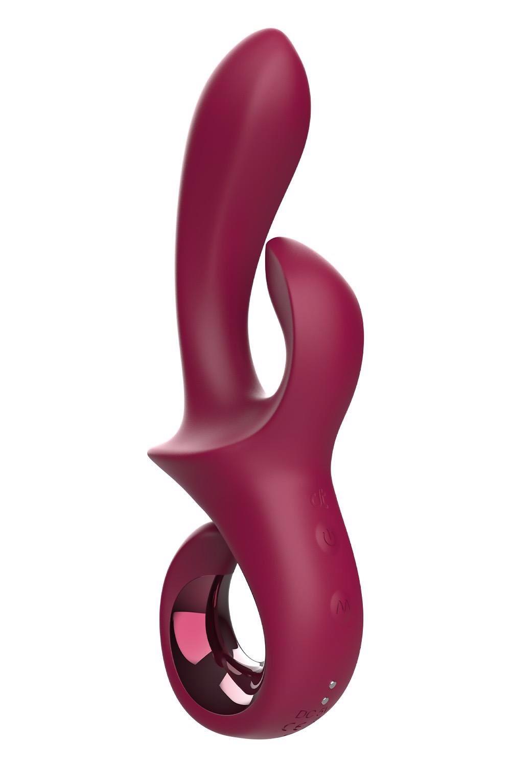 Вибратор-кролик Glam Duo Vibrator, 22.7 см (бордовый)