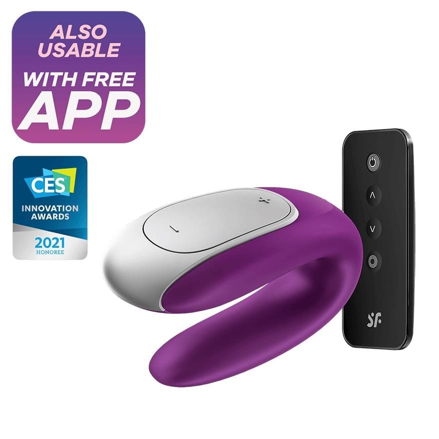 Вибратор для пар Satisfyer Double Fun, 9 см (фиолетовый)