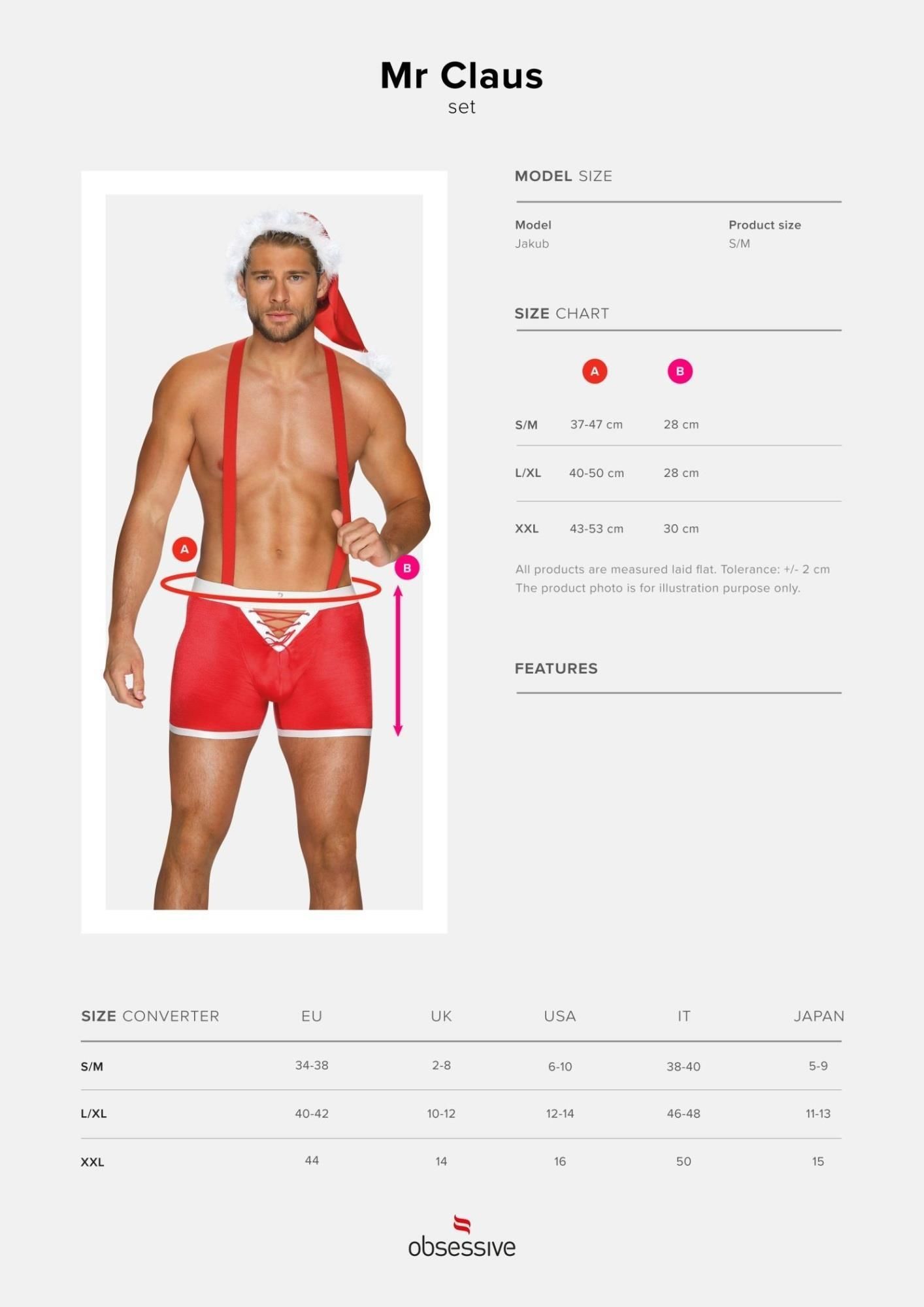 Kostium Santa Obsessive Mr Claus Set, 2XL/3XL (czerwony)
