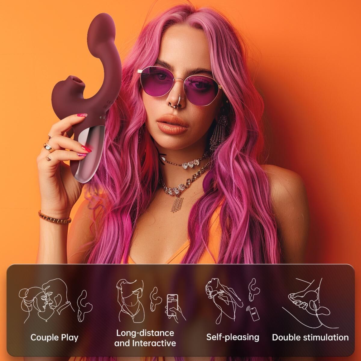 Вибратор-кролик Magic Motion Magic Ponder, 20.8 см (бордовый)