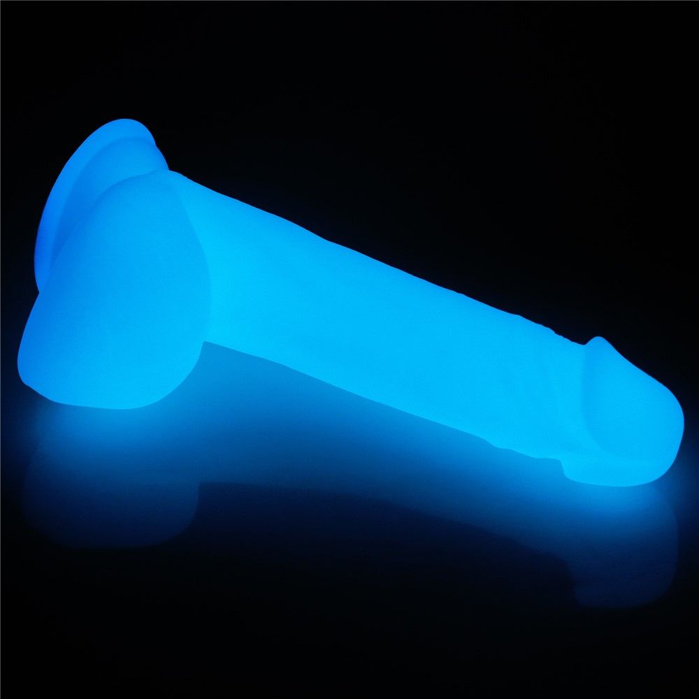 Неоновый фаллоимитатор LoveToy Lumino Play, 23 см (голубой)