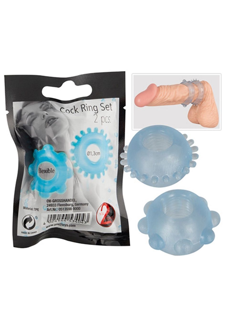 Набір ерекційних кілець для пеніса Cock Ring Set, 2 шт (блакитний)