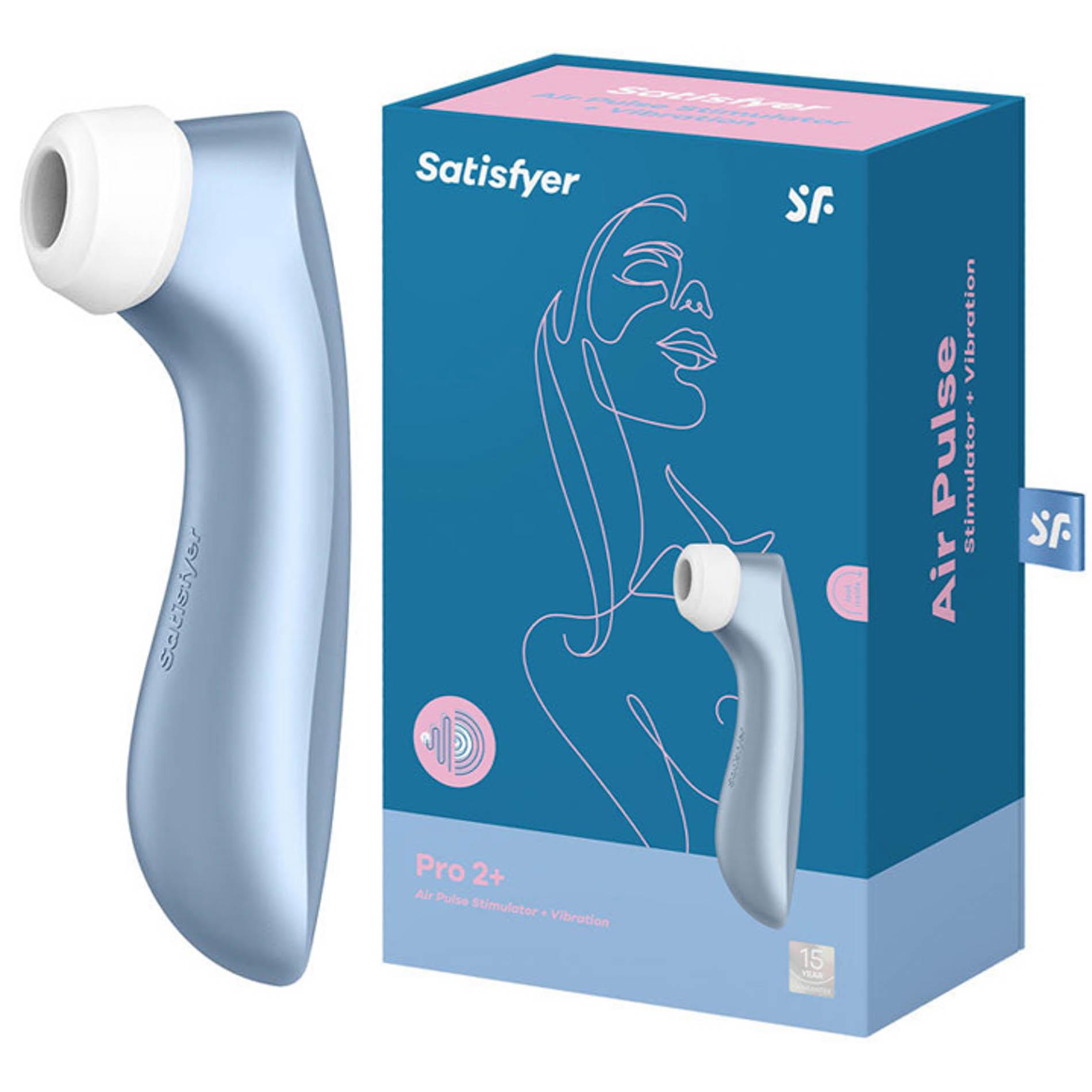 Вакуумный стимулятор клитора с вибрацией Satisfyer Pro 2+ (голубой)