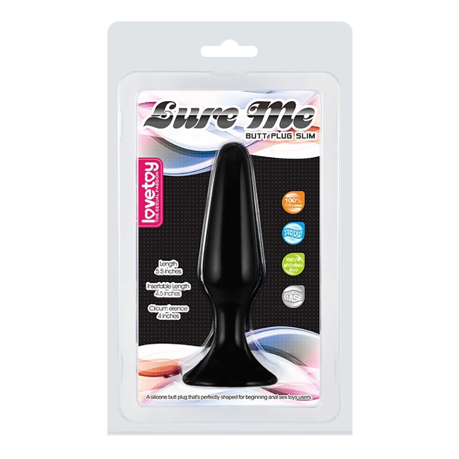 Анальна пробка LoveToy Lure Me Large, 12.5 см (чорний)