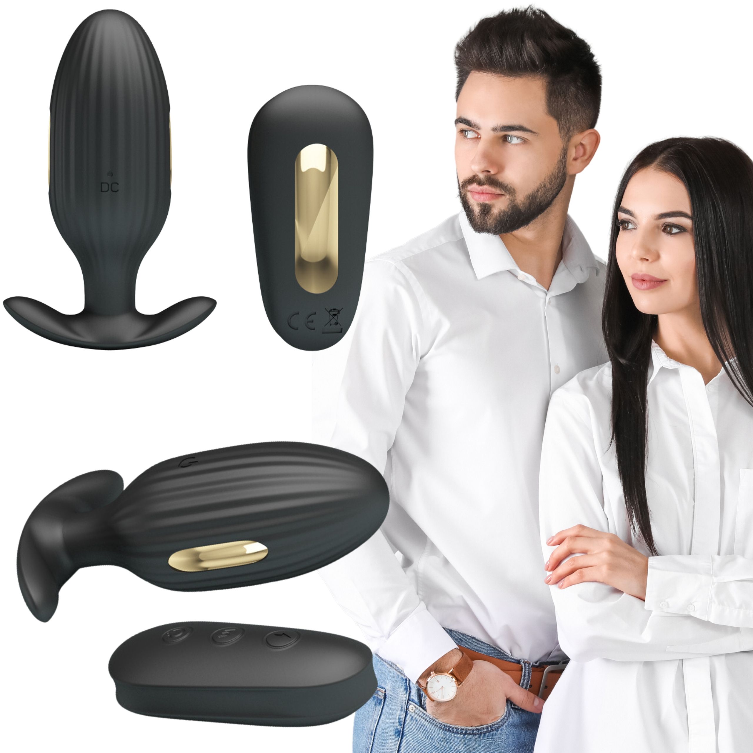 Korek analny Pretty Love Electric Shock Massager, 9,2 cm (czarny)