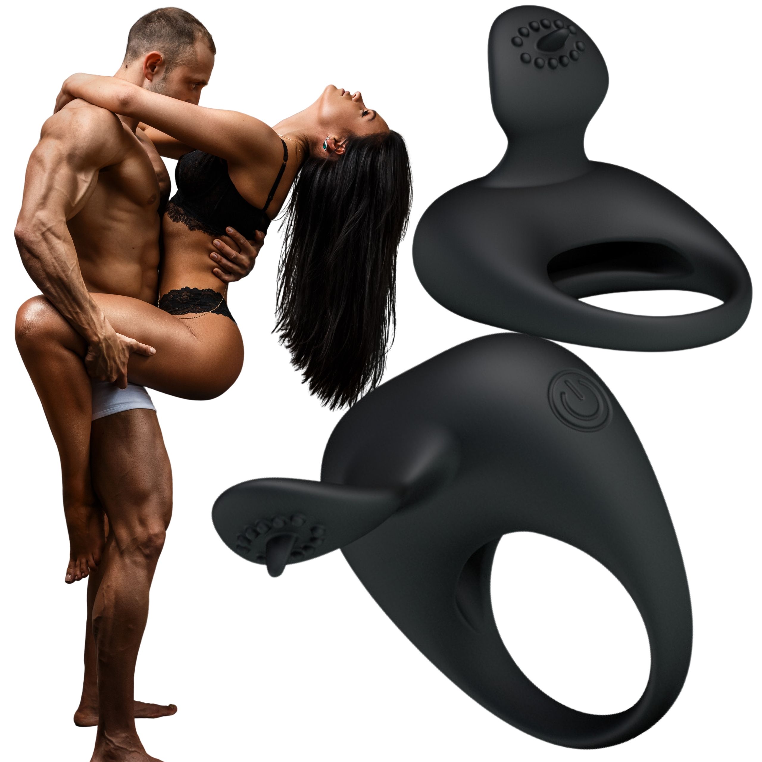 Эрекционное кольцо Pretty Love Stimulating Tonguo, 5 см (черный)