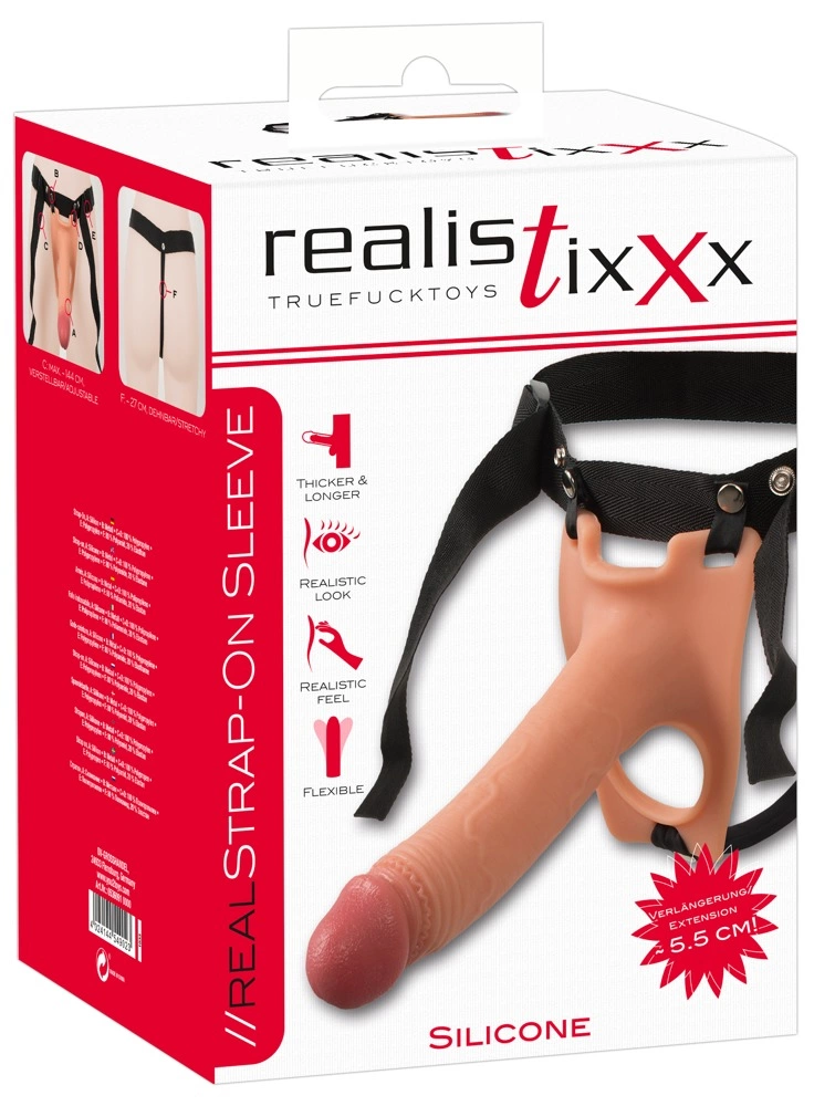 Страпон Realistixxx Strap-On Sleeve, 19.5 см (тілесний)