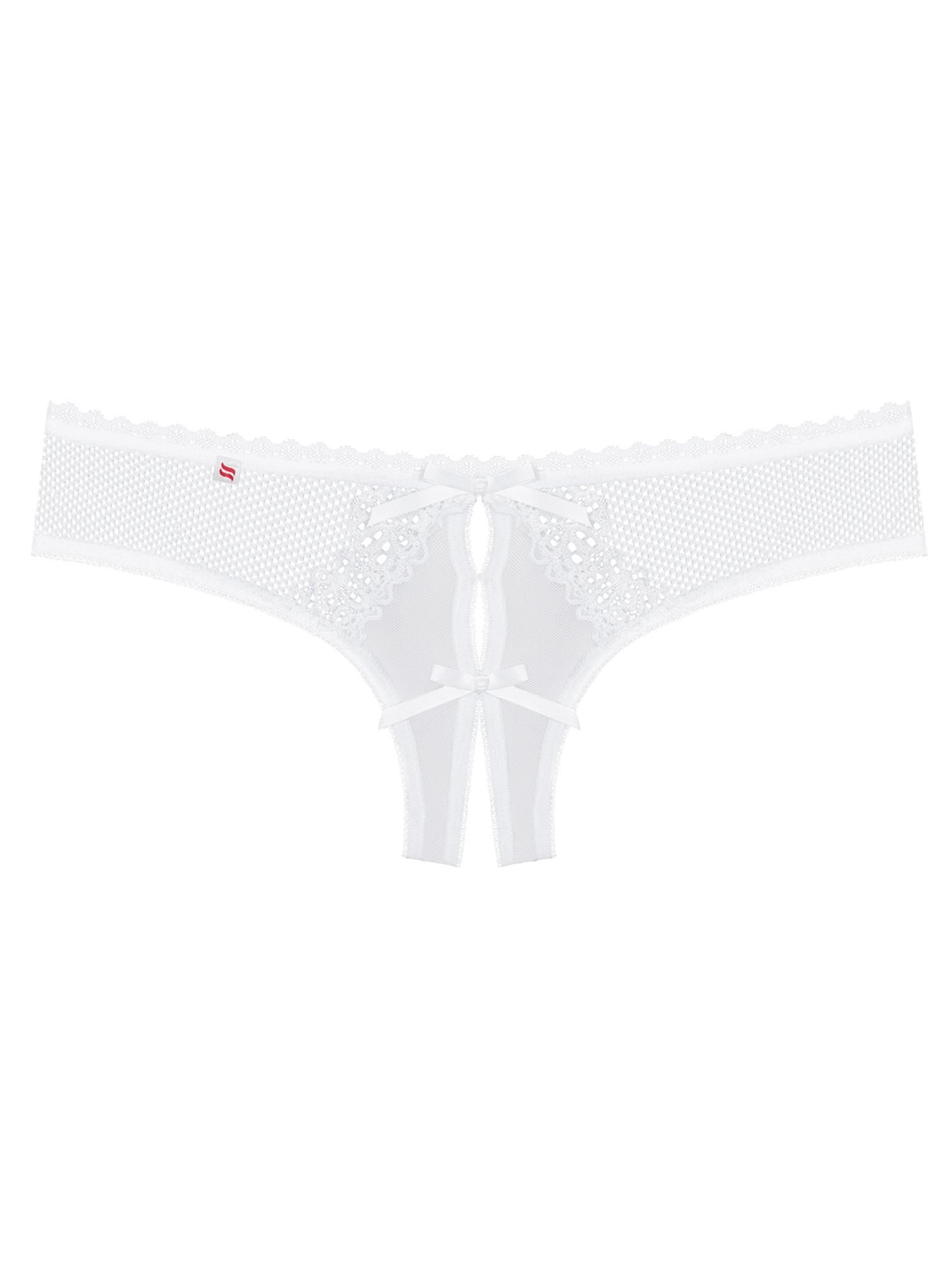 Стринги с открытым доступом Obsessive Alabastra, L/XL (белый)