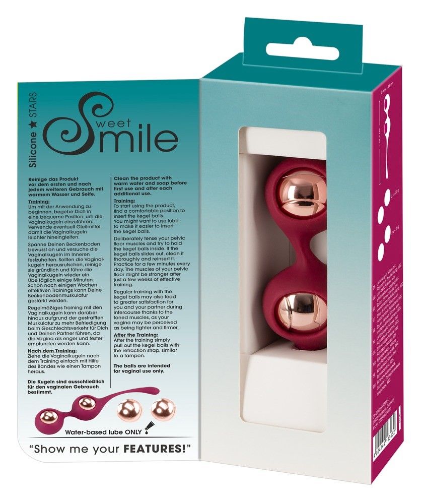 Вагинальные шарики Sweet Smile Kegel Training Balls With Extra Weights, 18,3 см (бордовый)